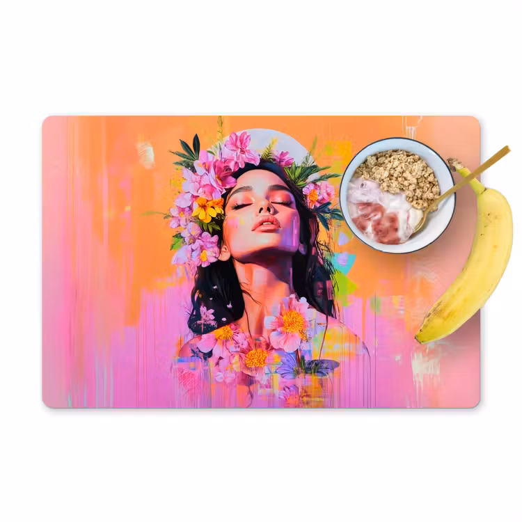 Placemat - 6 stuks - Portret - Bloemenkroon - Vrouw — 1