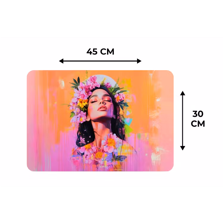 Placemat - 6 stuks - Portret - Bloemenkroon - Vrouw — 3