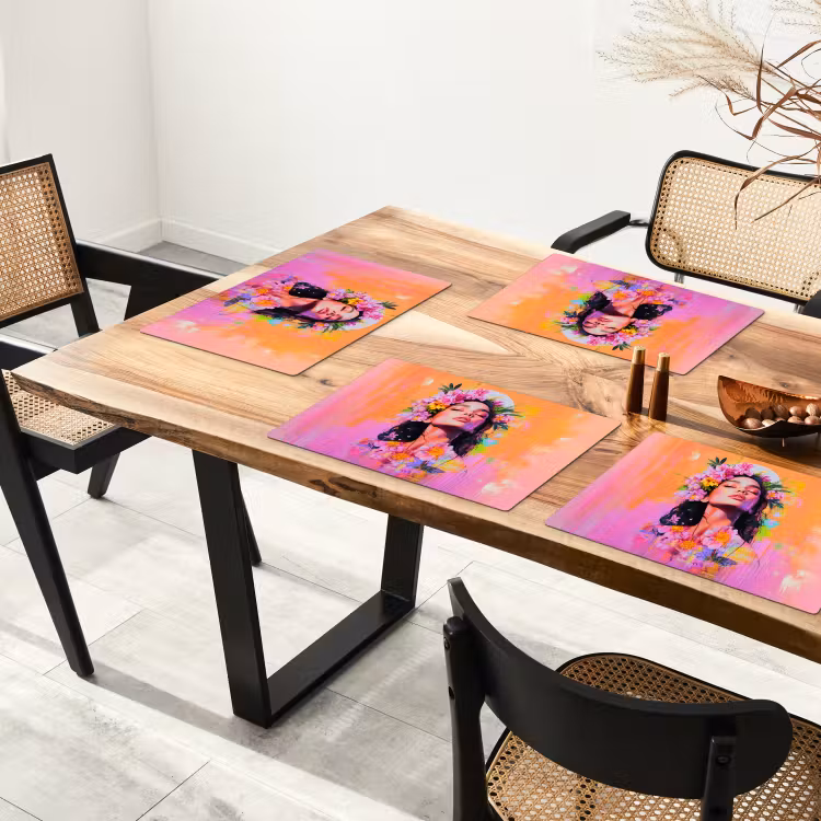 Placemat - 6 stuks - Portret - Bloemenkroon - Vrouw — 5