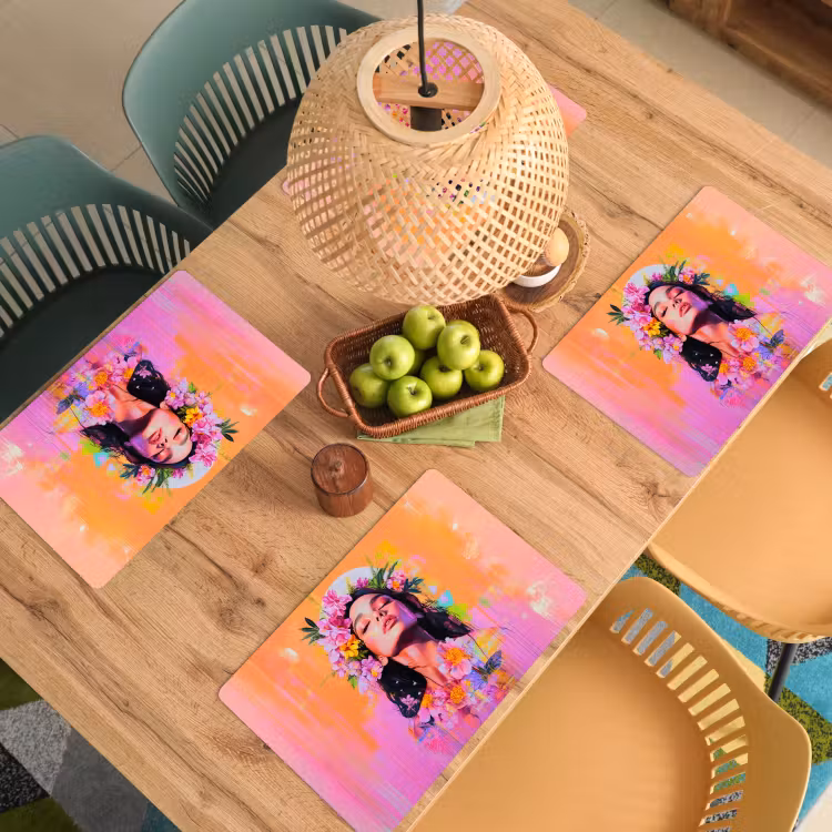 Placemat - 6 stuks - Portret - Bloemenkroon - Vrouw — 6