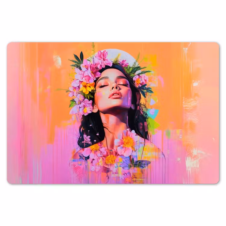 Placemat - 6 stuks - Portret - Bloemenkroon - Vrouw — 7