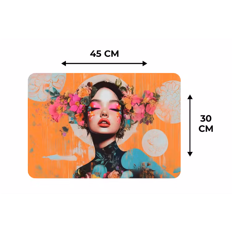 Placemat - 6 stuks - Portret - Vrouw - Abstract - Bloemen — 3