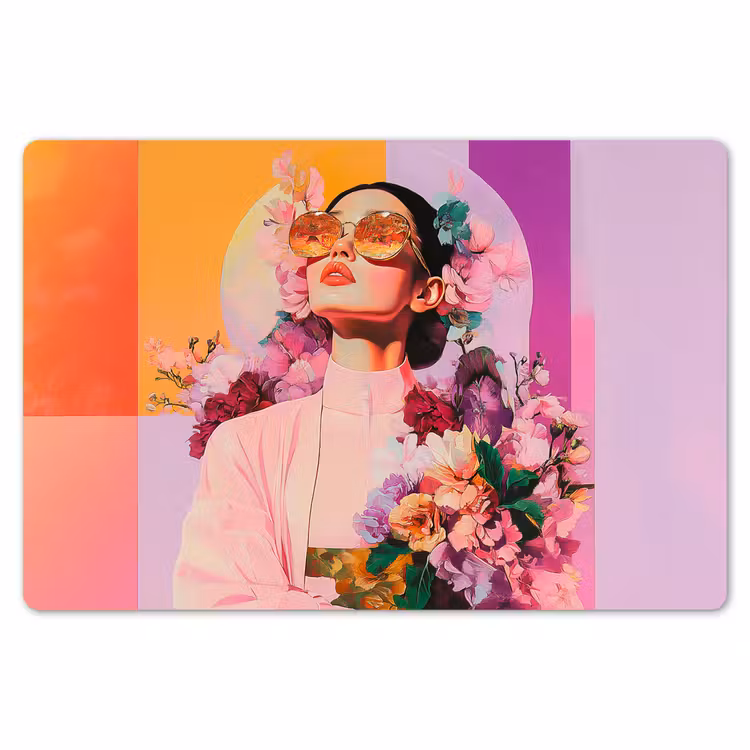 Placemat - 6 stuks - Portret - Vrouw - Abstract - Bloemen — 7
