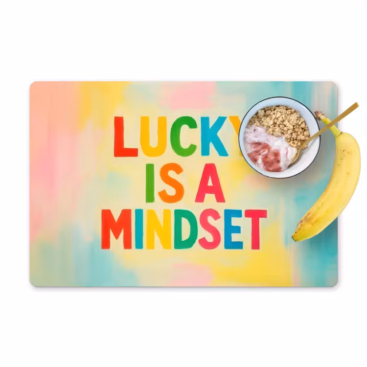Placemat - 6 stuks - Quote - Lucky - Regenboogkleuren — 1