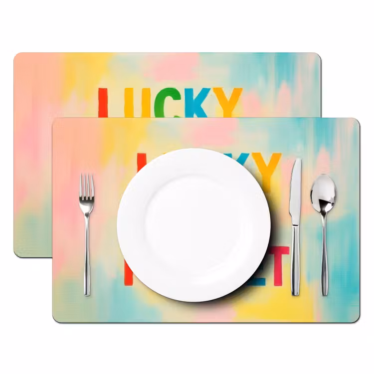 Placemat - 6 stuks - Quote - Lucky - Regenboogkleuren — 2