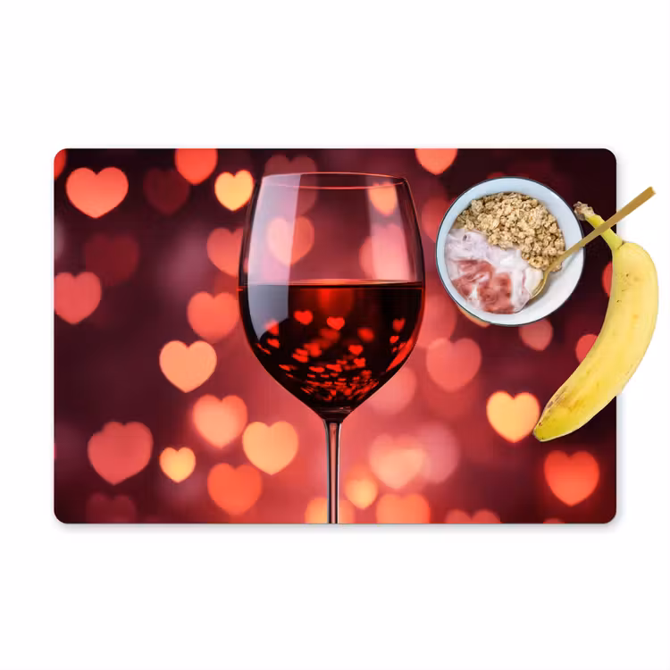 Placemat - 6 stuks - Rood - Wijn - Hartjes — 1