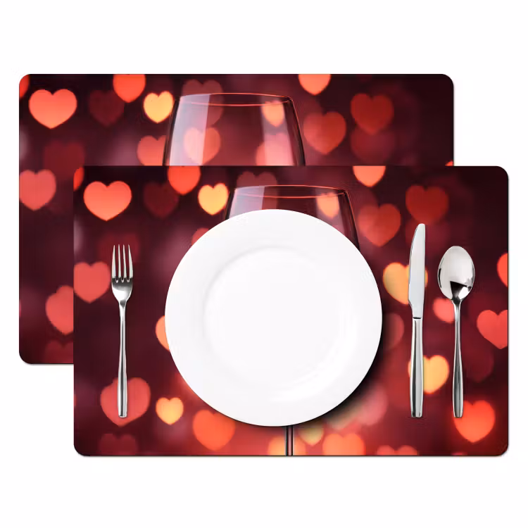 Placemat - 6 stuks - Rood - Wijn - Hartjes — 2