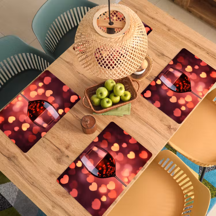 Placemat - 6 stuks - Rood - Wijn - Hartjes — 6