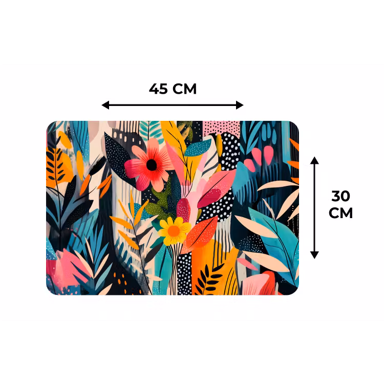 Placemat - 6 stuks - Schilderij - Abstract - Bloemen - Roze — 3