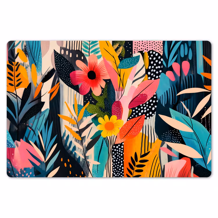 Placemat - 6 stuks - Schilderij - Abstract - Bloemen - Roze — 7
