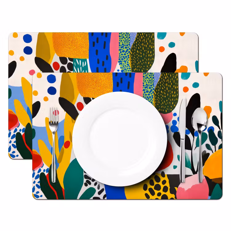 Placemat - 6 stuks - Stippen - Vormen - Modern - Kleuren — 2