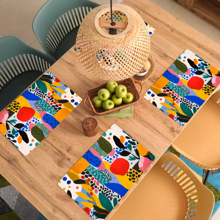 Placemat - 6 stuks - Stippen - Vormen - Modern - Kleuren — 6