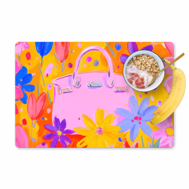 Placemat - 6 stuks - Tas - Roze - Bloemen — 1