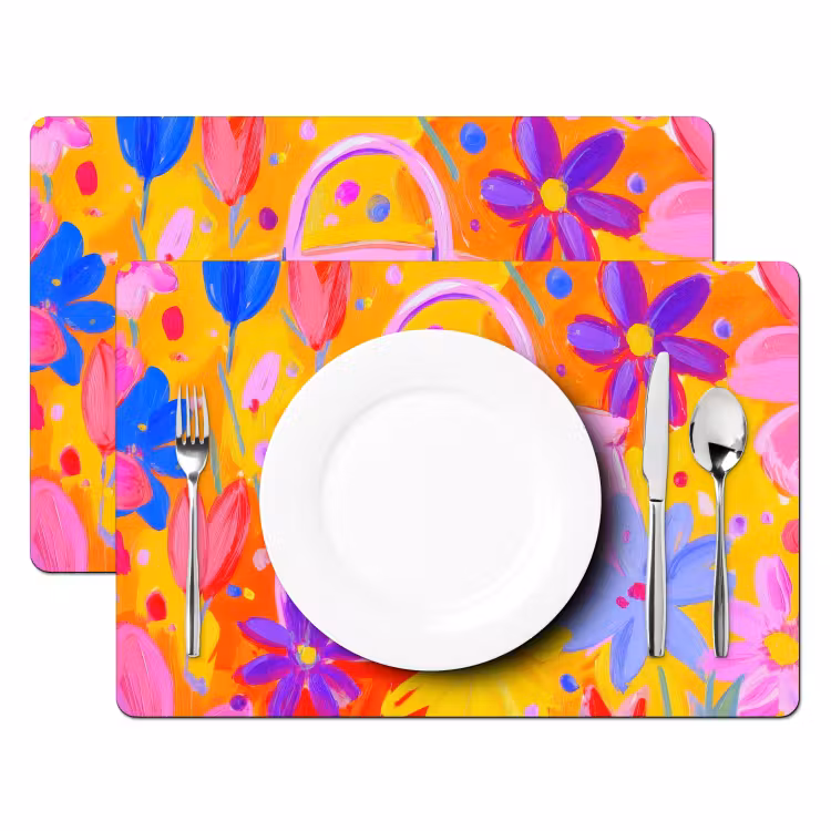Placemat - 6 stuks - Tas - Roze - Bloemen — 2