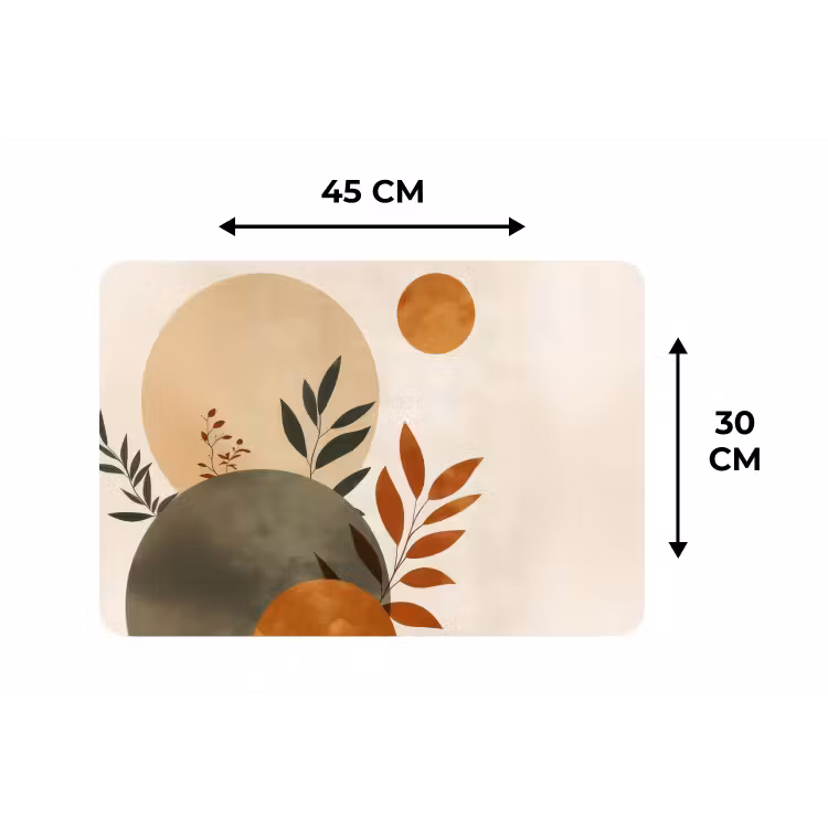 Placemat - 6 stuks - Vormen - Rond - Bladeren - Beige — 3