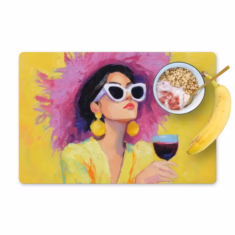 Placemat - 6 stuks - Vrouw - Hoed - Paars - Wijn — 1