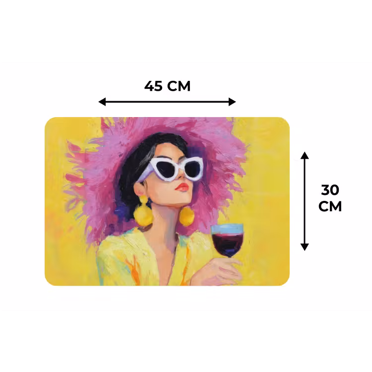 Placemat - 6 stuks - Vrouw - Hoed - Paars - Wijn — 3