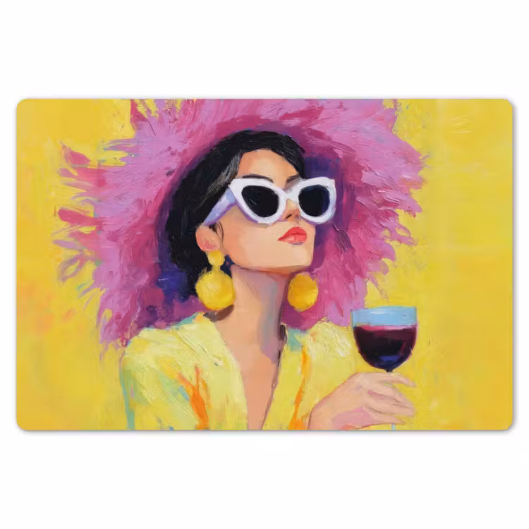Placemat - 6 stuks - Vrouw - Hoed - Paars - Wijn — 7