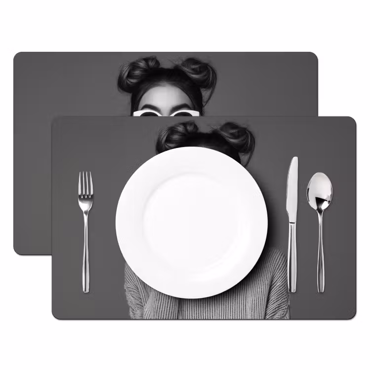 Placemat - 6 stuks - Vrouw - Koffie - Zwart - Wit — 2