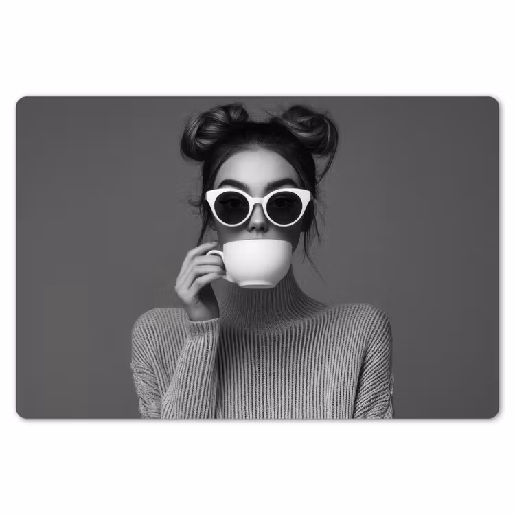 Placemat - 6 stuks - Vrouw - Koffie - Zwart - Wit — 7