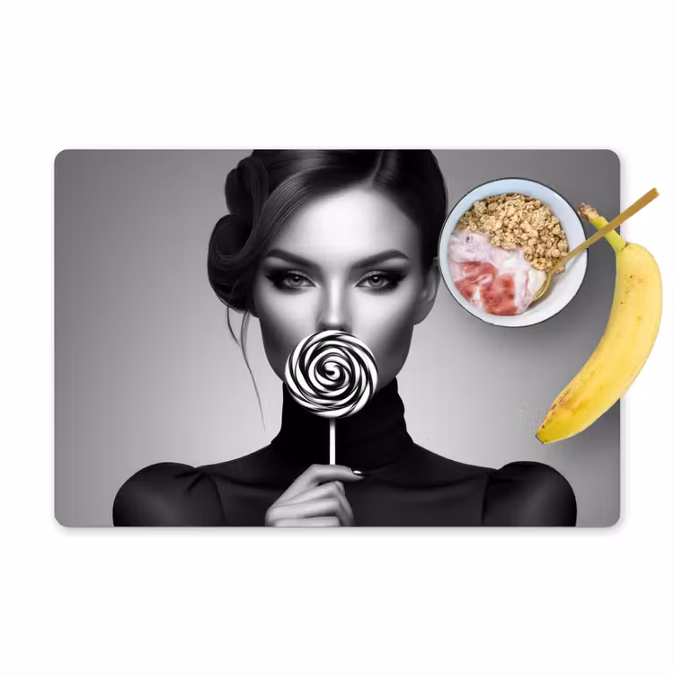 Placemat - 6 stuks - Vrouw - Lolly - Zwart — 1