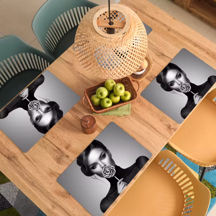 Placemat - 6 stuks - Vrouw - Lolly - Zwart — 6