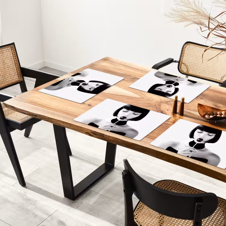 Placemat - 6 stuks - Vrouw - Lolly - Zwart - Wit — 5