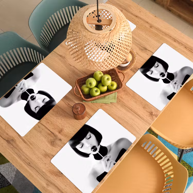 Placemat - 6 stuks - Vrouw - Lolly - Zwart - Wit — 6