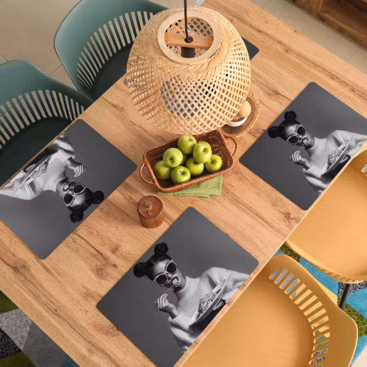 Placemat - 6 stuks - Vrouw - Pasta - Zonnebril — 6
