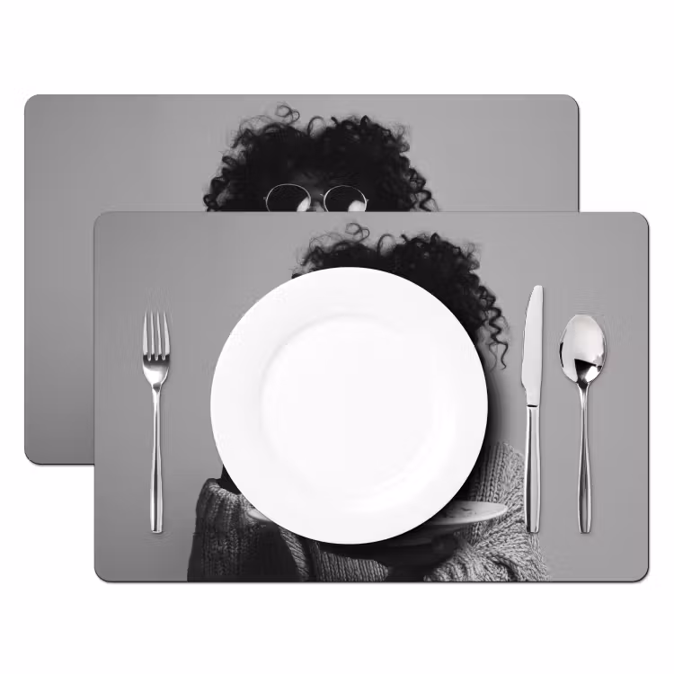 Placemat - 6 stuks - Vrouw - Pasta - Zwart - Wit — 2