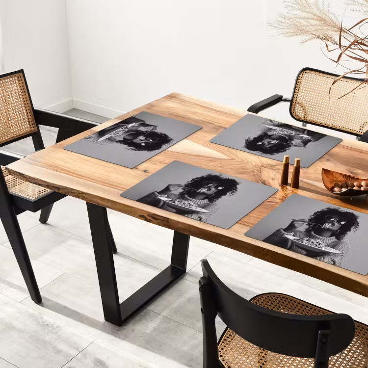 Placemat - 6 stuks - Vrouw - Pasta - Zwart - Wit — 5