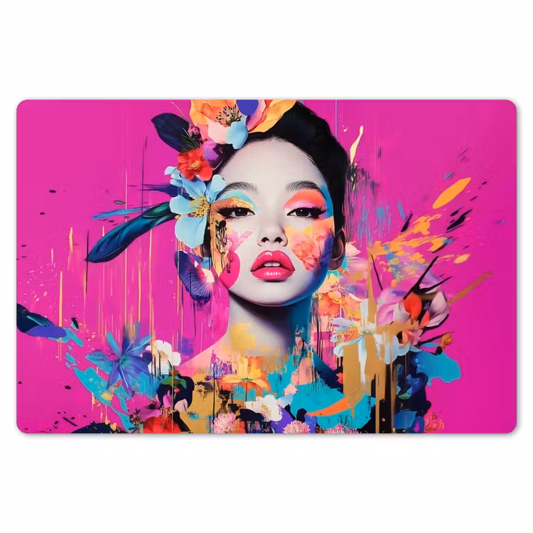 Placemat - 6 stuks - Vrouw - Portret - Abstract - Paars — 7