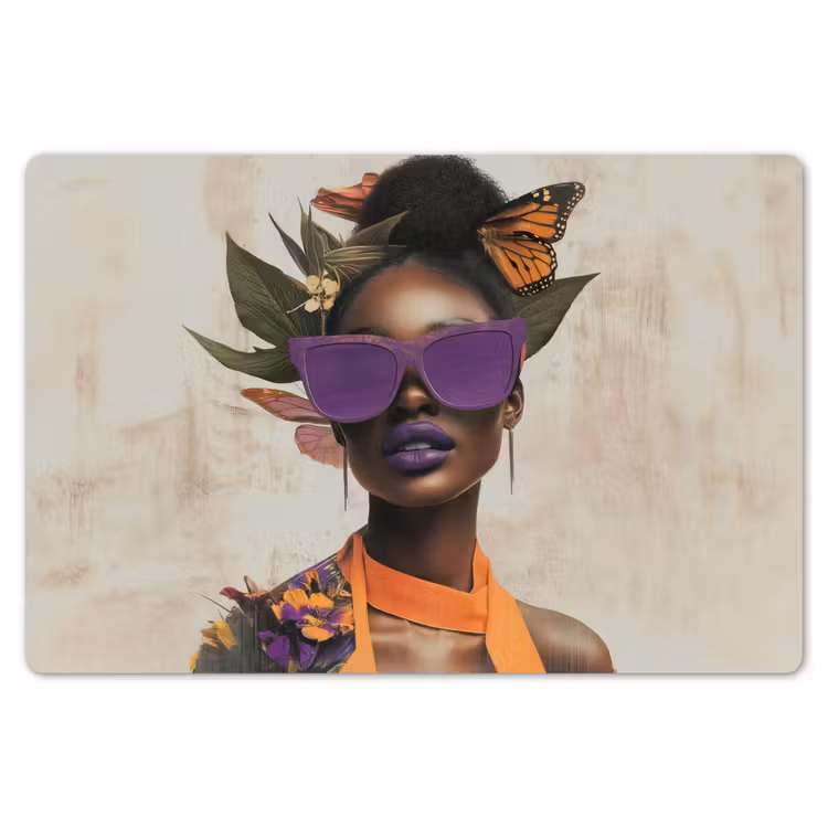 Placemat - 6 stuks - Vrouw - Zonnebril - Vlinder - Bloemen — 7