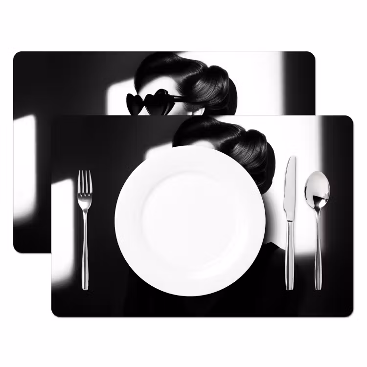 Placemat - 6 stuks - Vrouw - Zwart - Hart — 2