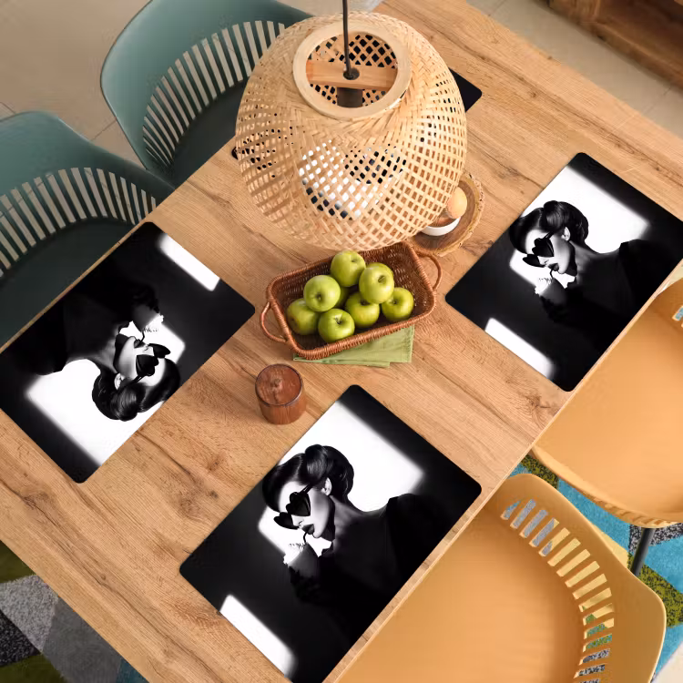 Placemat - 6 stuks - Vrouw - Zwart - Hart — 6