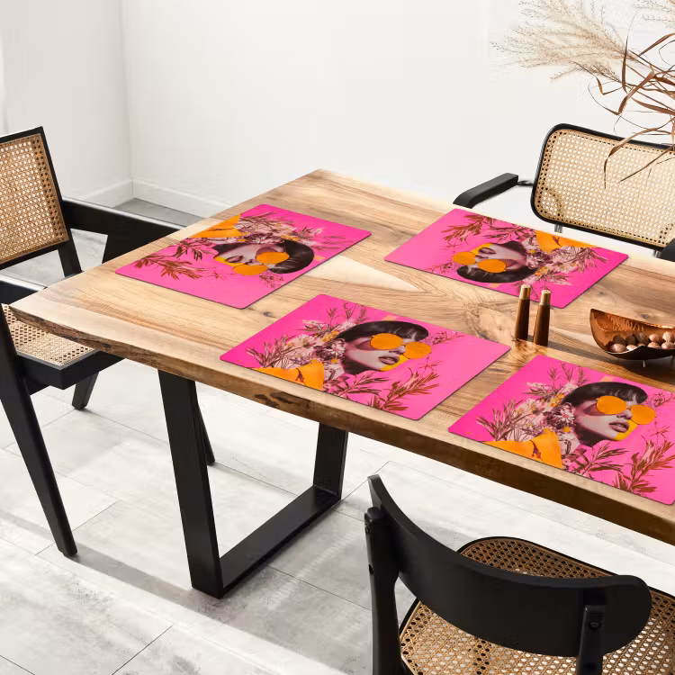 Placemat - 6 stuks - Zonnebril - Oranje - Vrouw - Planten — 5