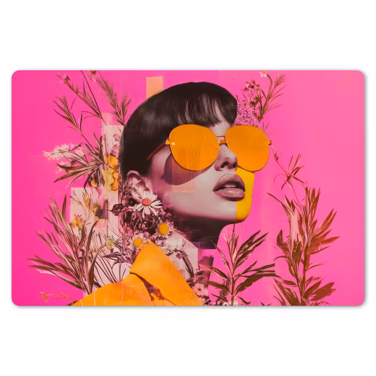 Placemat - 6 stuks - Zonnebril - Oranje - Vrouw - Planten — 7