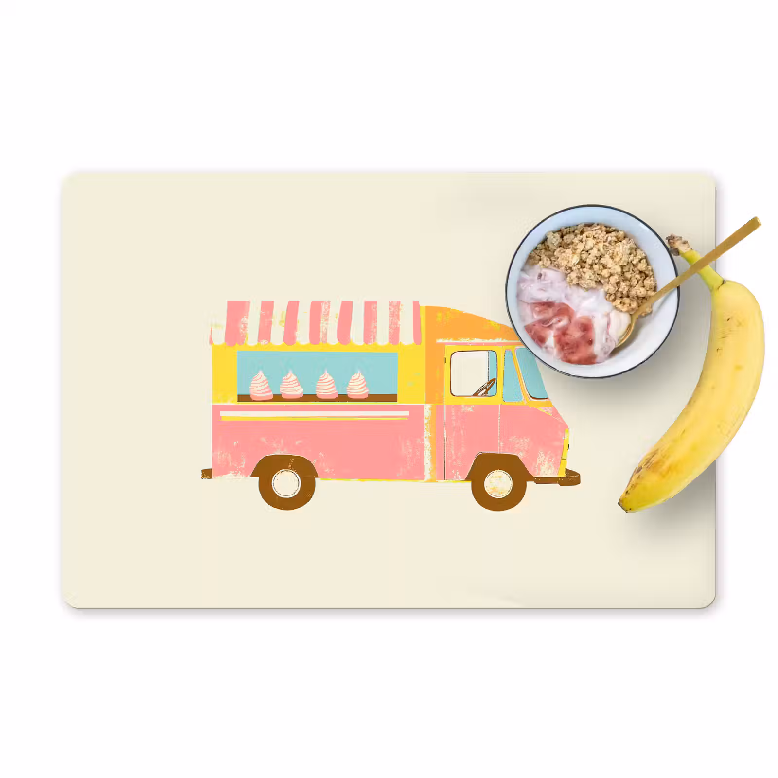 Placemat - 6 stuks - Ijskar - Retro - Softijsjes - Roze — 1