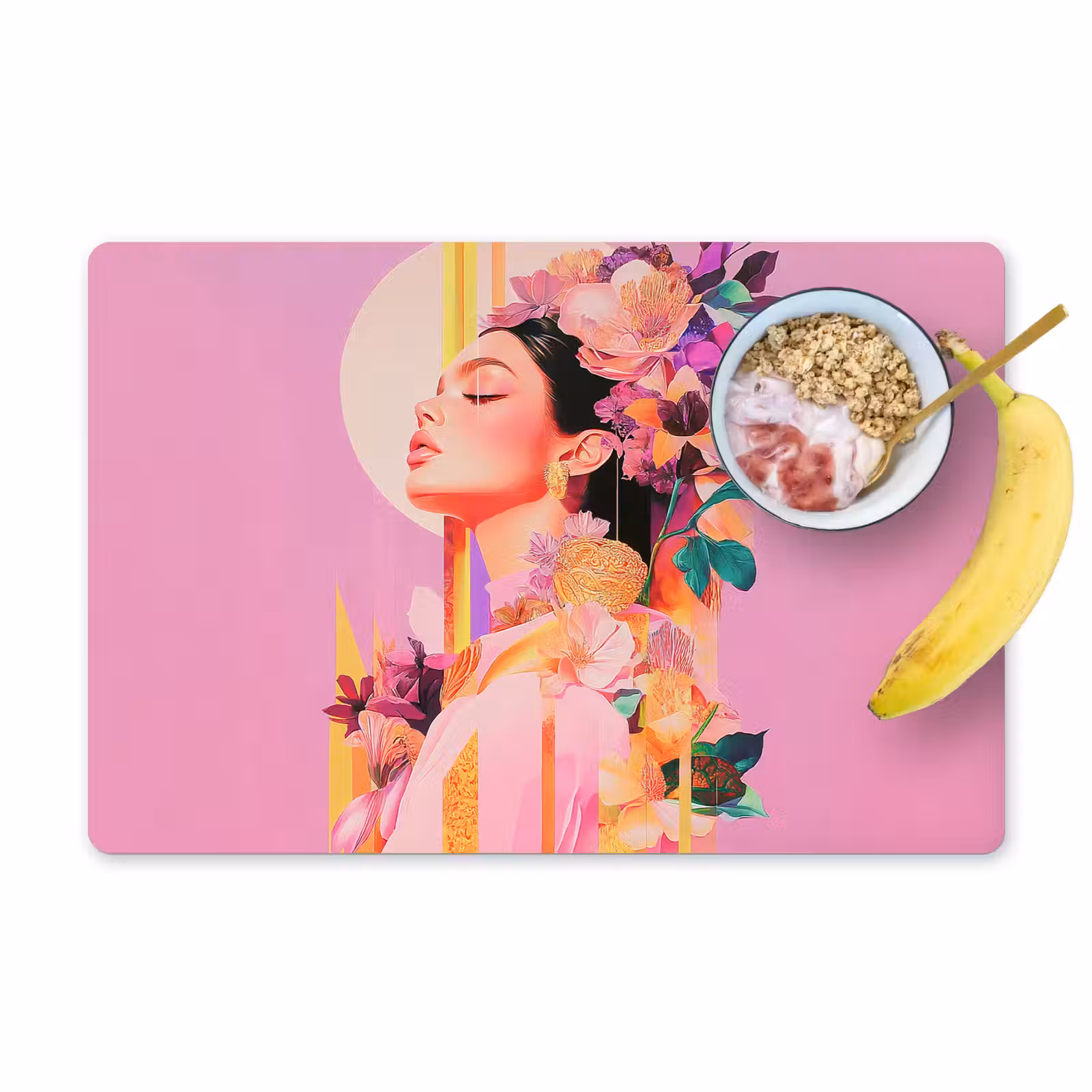 Placemat - 6 stuks - Vrouw - Bloemen - Paars - Abstract — 1
