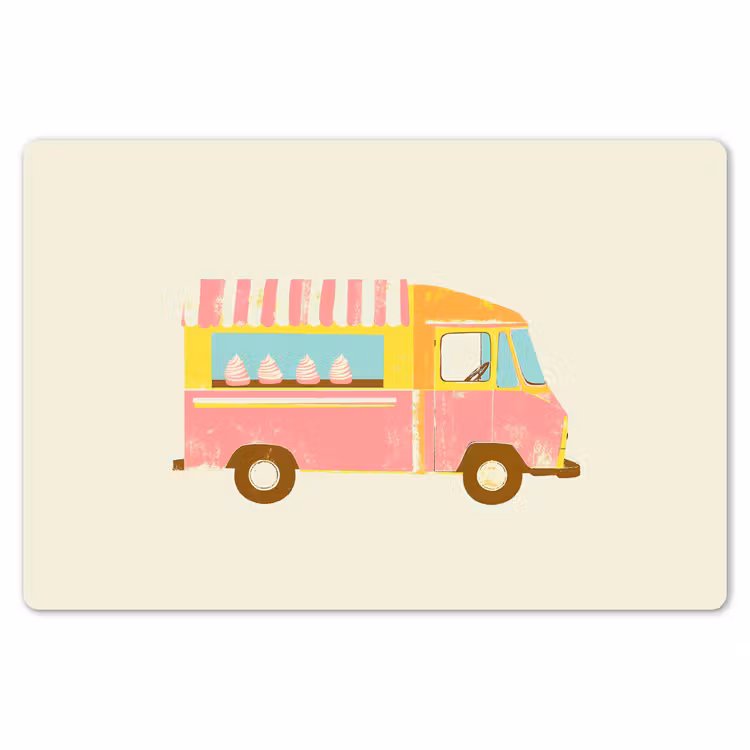 Placemat - 6 stuks - Ijskar - Retro - Softijsjes - Roze — 7