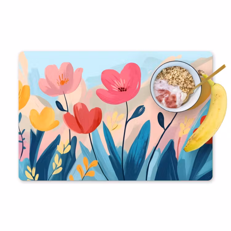 Placemat - 6 stuks - Illustratie - Bloemen - Kleurrijk — 1