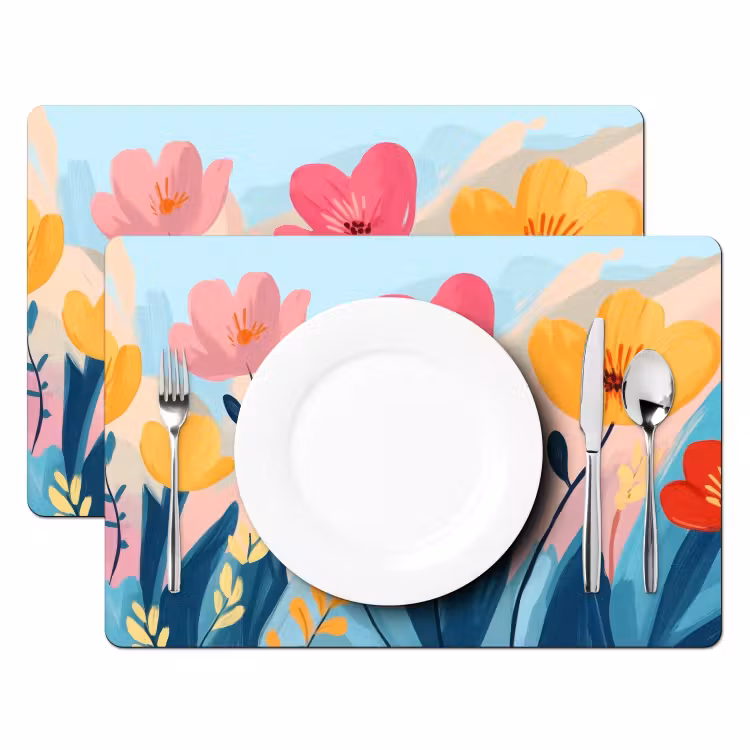 Placemat - 6 stuks - Illustratie - Bloemen - Kleurrijk — 2