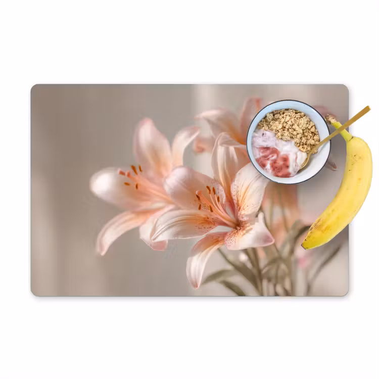 Placemat - 6 stuks - Lelies - Meeldraden - Roze - Wazig — 1