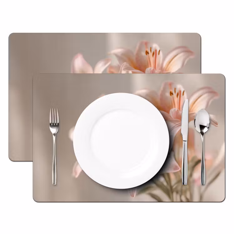 Placemat - 6 stuks - Lelies - Meeldraden - Roze - Wazig — 2