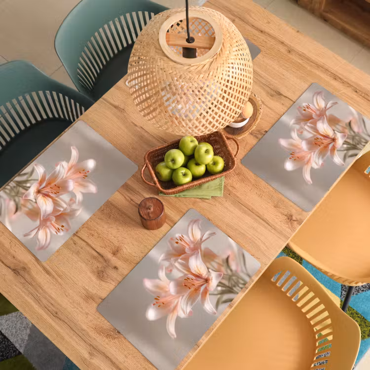 Placemat - 6 stuks - Lelies - Meeldraden - Roze - Wazig — 6