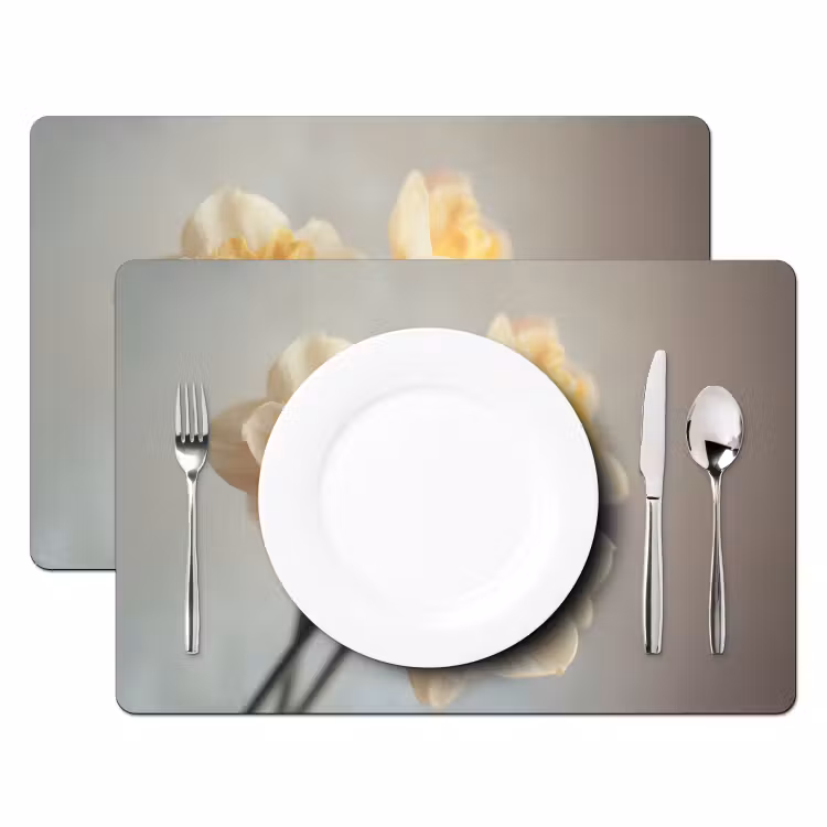 Placemat - 6 stuks - Narcissen - Geel - Bloemblaadjes — 2