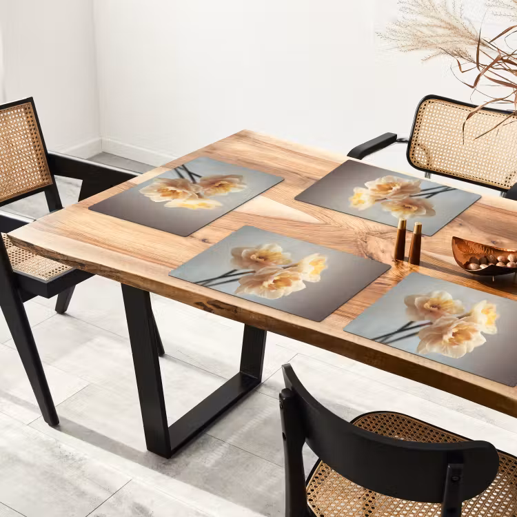 Placemat - 6 stuks - Narcissen - Geel - Bloemblaadjes — 5