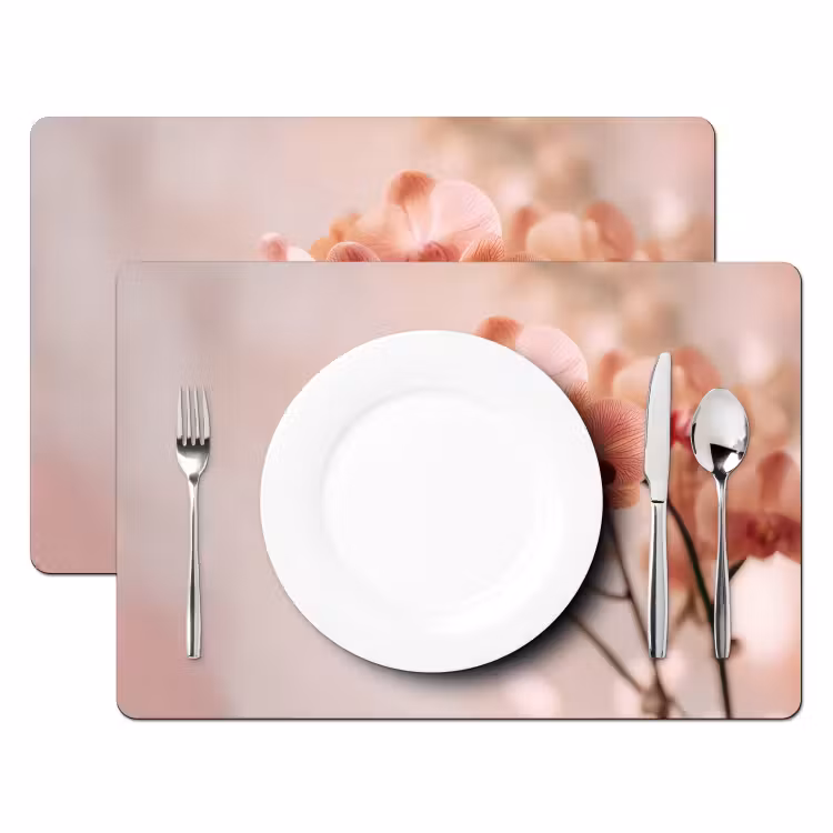 Placemat - 6 stuks - Orchidee - Bloemen - Roze - Bloemblaadjes — 2