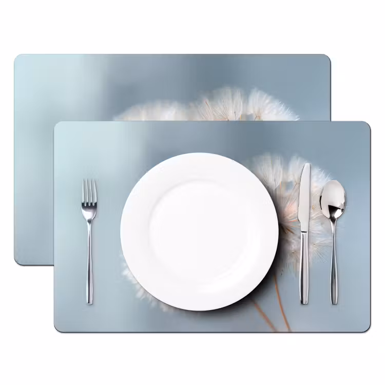 Placemat - 6 stuks - Paardenbloemen - Pluisjes - Wit — 2
