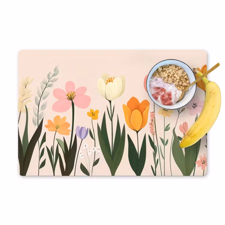 Placemat - 6 stuks - Pasteltinten - Bloemen - Illustratie — 1